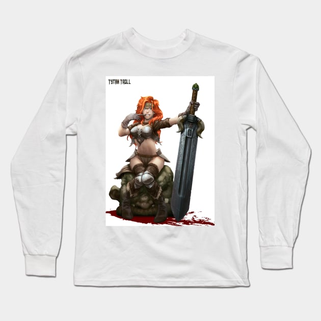 Barbarian Pinup Long Sleeve T-Shirt by ShaneCook